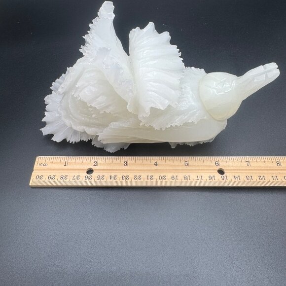 Carved White Jade Cabbage Chinese Wealth Fortune Bok Choy Sculpture Ornament Hom - Picture 11 of 14